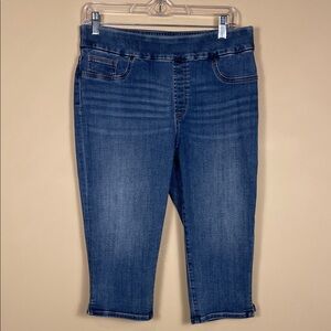 Chico’s Women's Jegging Capri Medium Wash Denim Summer Preppy Vacation Sz 6